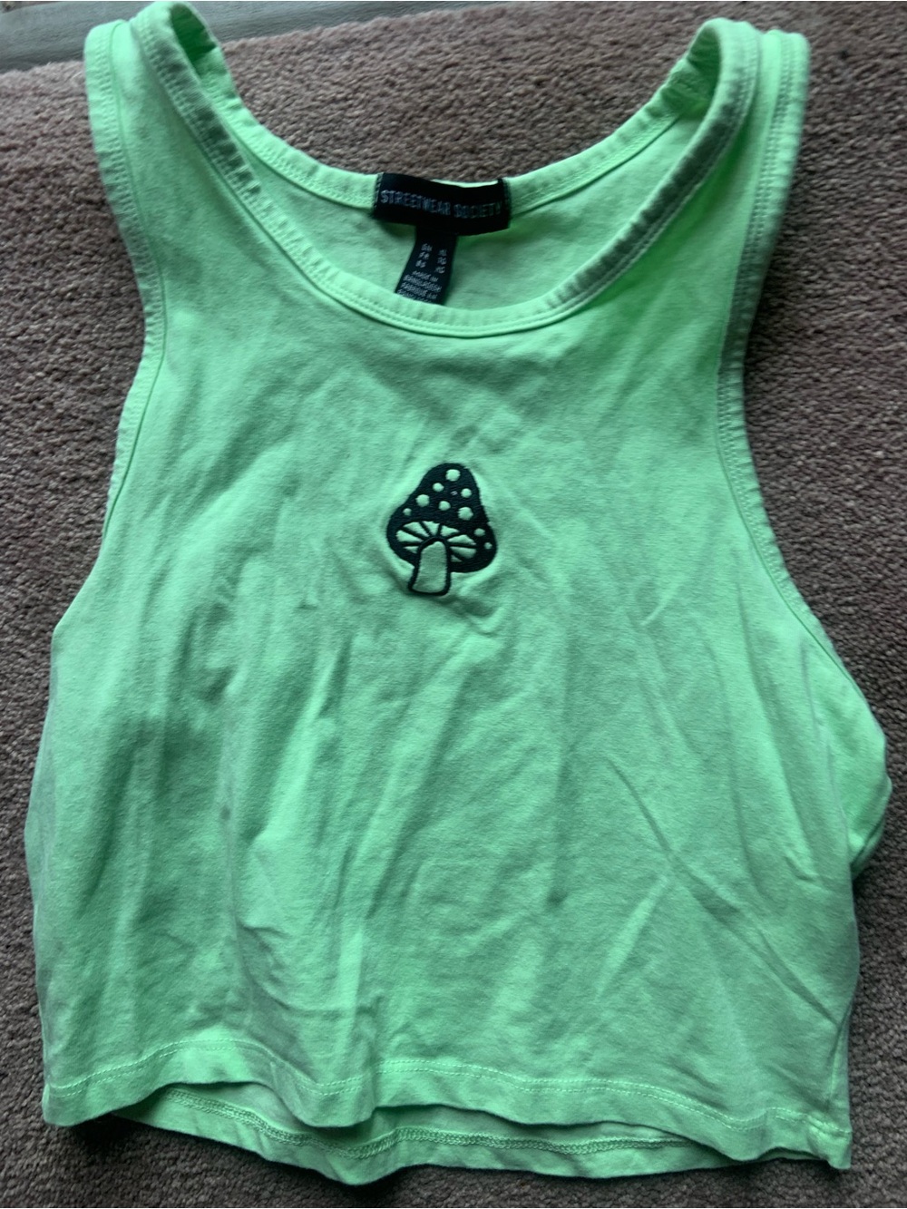 Streetwear Society Light Green Mushroom Crop Tank